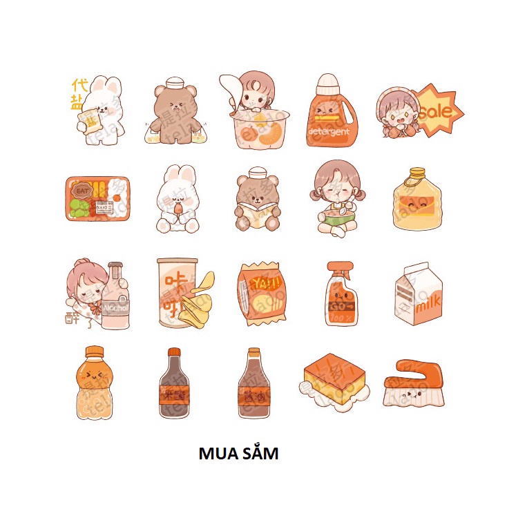Miếng dán sticker trang trí sổ tay hình động vật