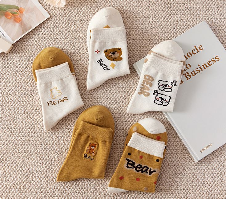 Set 5 Đôi Tất Vớ Nữ Cao Cổ Gấu Bear SS2