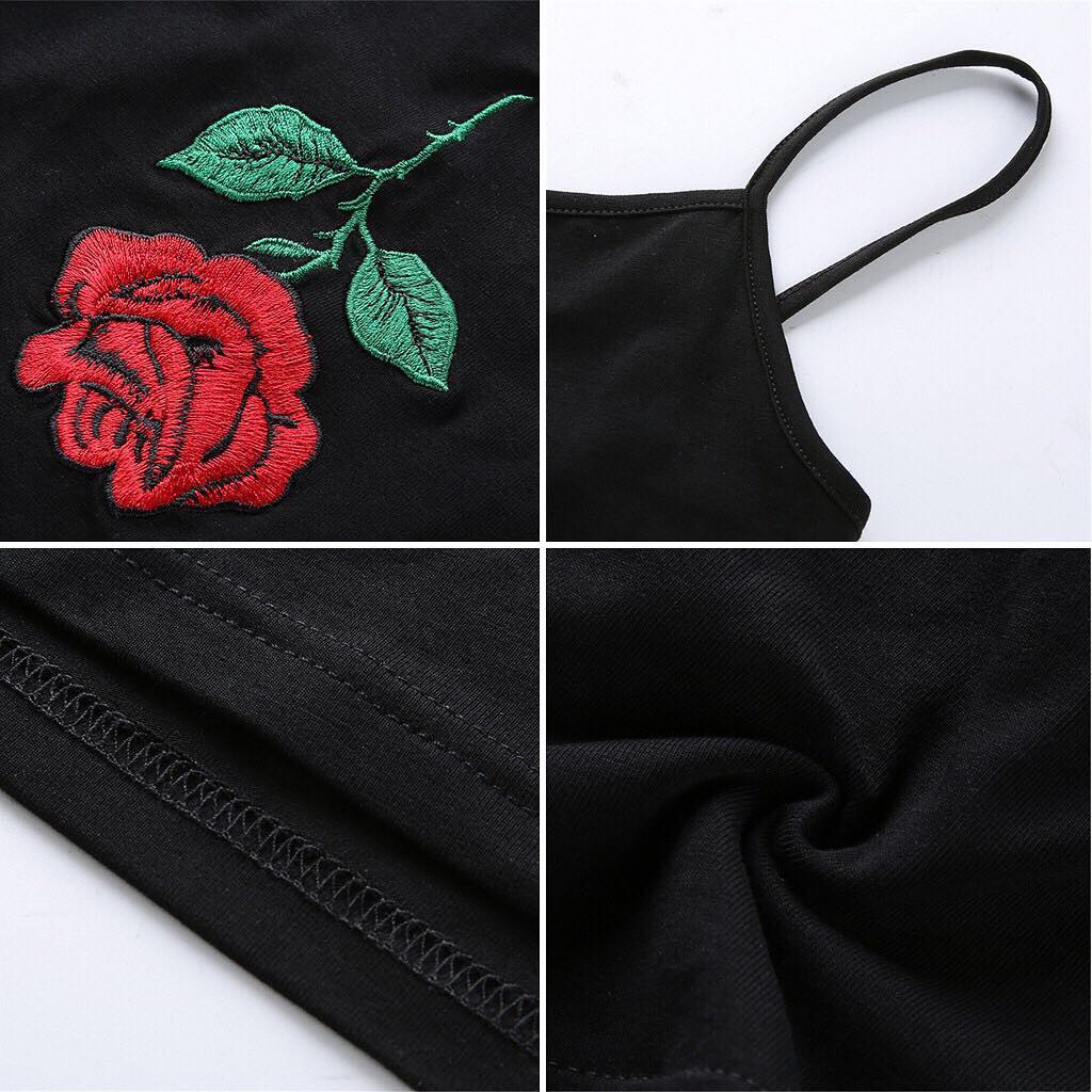 áo croptop thêu hoa hồng sexy