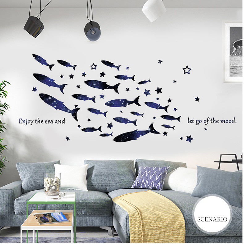 Decal dán tường Đàn cá A25 - Decal dán tường Hàn Quốc
