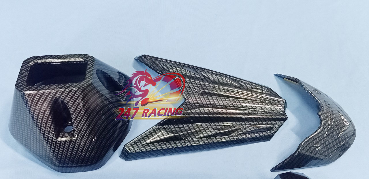 ComBo 4 món Gắn Vario, Click 2018-2019 Sơn CacBon Cao Cấp( Ốp Pô+chụp pô+ mỏ dè trước sau)
