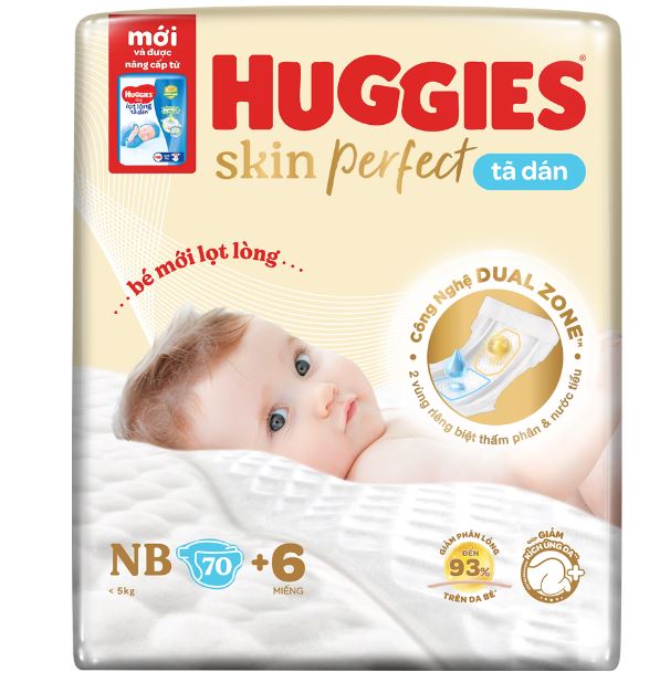 Tã dán sơ sinh huggies nb 70 +6 miếng