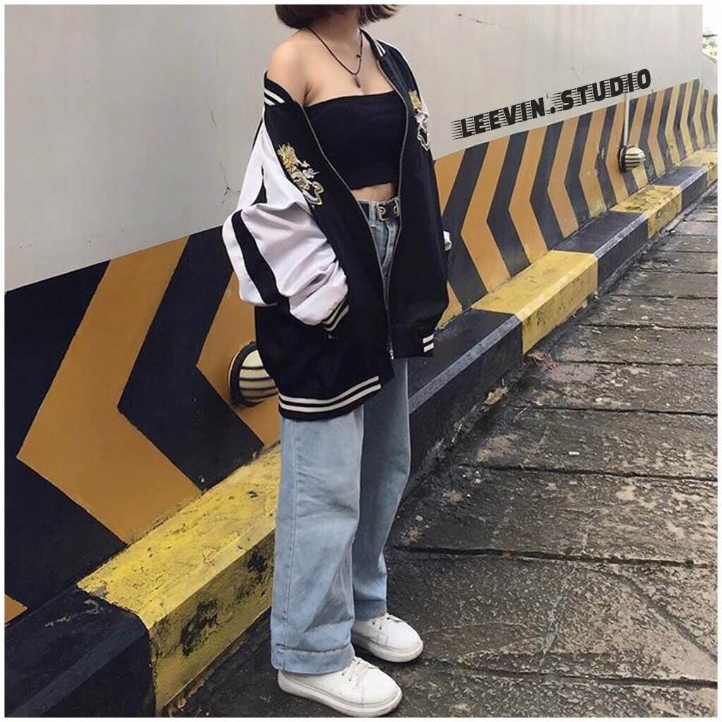 (ẢNH THẬT) ÁO GIÓ BOMBER NỮ THÊU RỒNG CỰC CHẤT, MINHQUANG2017