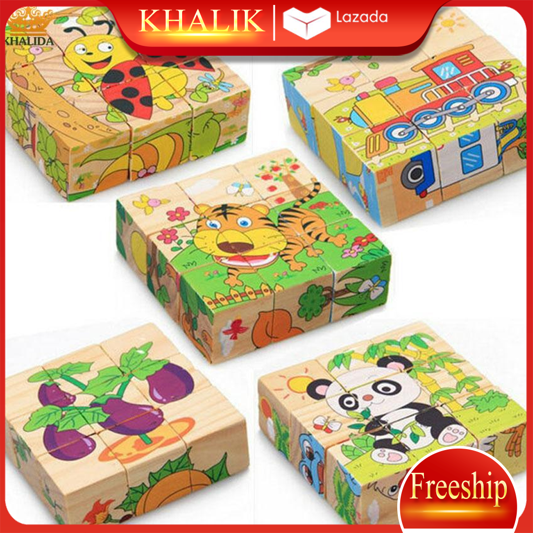 Đồ chơi xếp hình 6 mặt 9 khối bằng gỗ