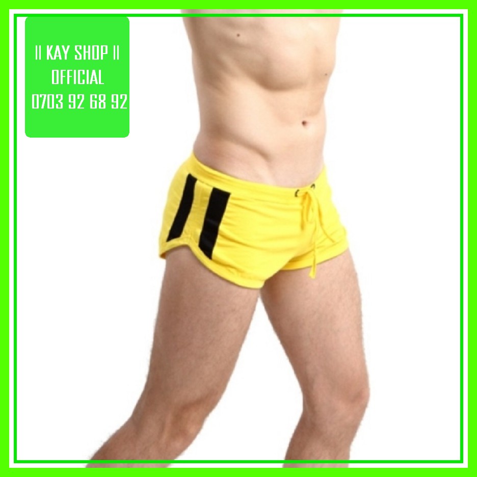 Quần short ngủ nam có lớp lót dây jockstrap bên trong - Quần đùi nam thun cotton