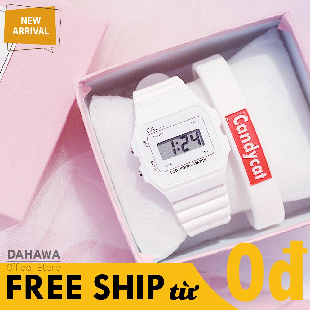 Đồng hồ điện tử unisex candycat c24, dây nhựa bền bỉ, chống nước sinh hoạt, nhiều màu lựa chọn