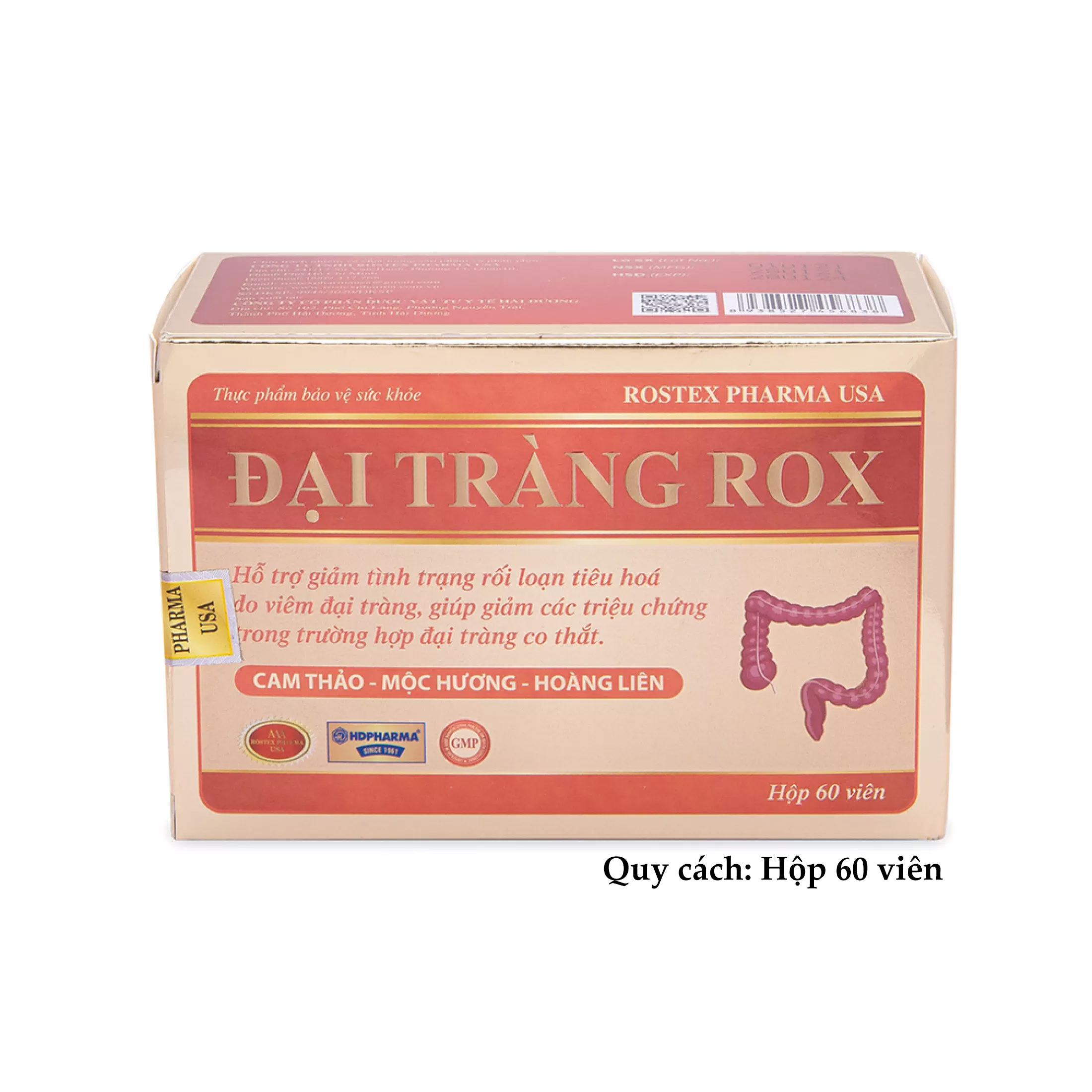 Viên Đại Tràng Rox giảm viêm đại tràng co thắt đại tràng giảm rối loạn tiêu hóa Hộp 60 viên