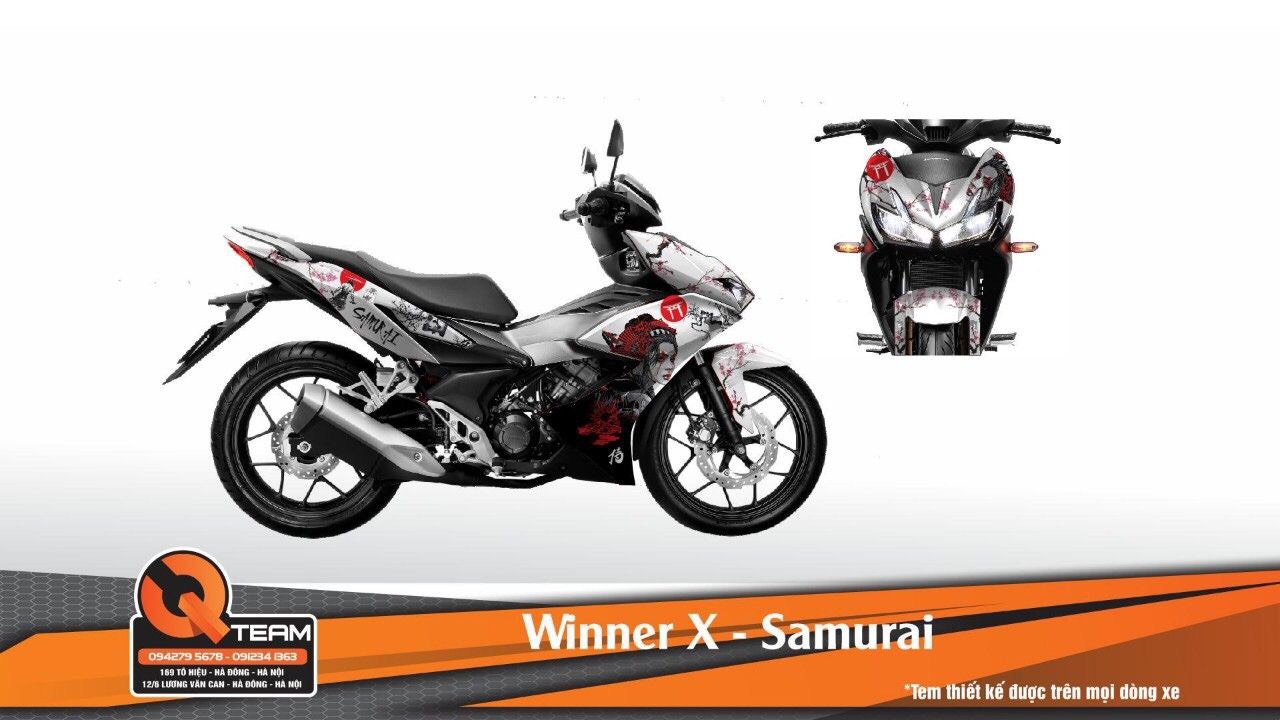Tem trùm winner X samurai đỏ đen, tem winner X, tem trum winner x, tem xe winner X, team trùm winner X, tem trùm xe winner X đỏ đen