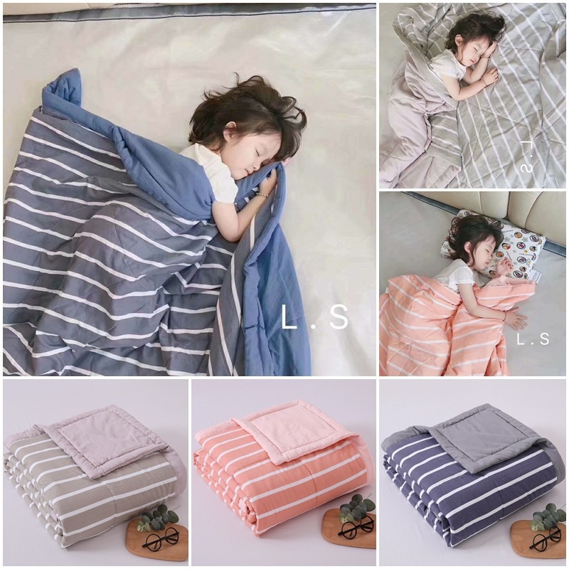 CHĂN THU HÈ KẺ SỌC, Chăn hè kẻ cotton kẻ sọc, Chăn nằm điều hòa mềm thoáng mát cho mua hè Chăn hè đũi kẻ sọc poly cotton xuất Nhật