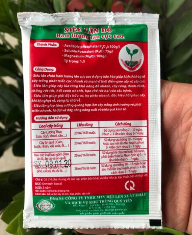 Phân bón lá Siêu Lân Đỏ chính hãng (20ml/1gói) combo 10 gói