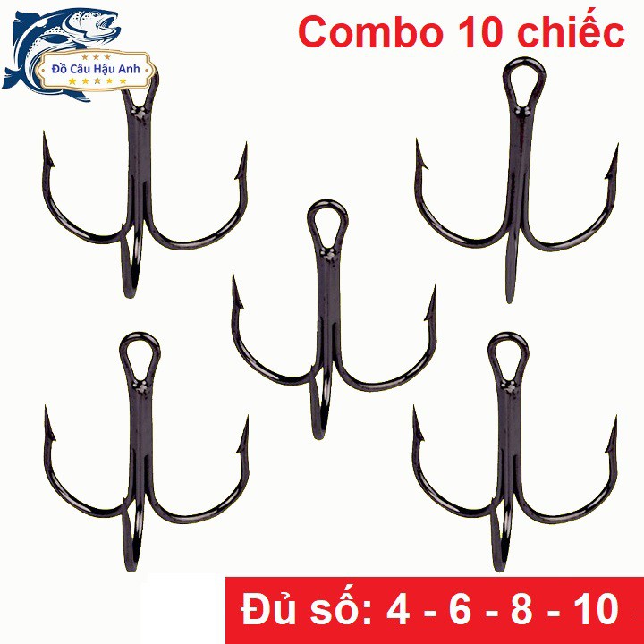 Combo 10 Lưỡi 3 Tiêu có ngạnh Thép không rỉ gắn mồi giả câu lure  (cam kết đổi trả trong 2 tuần đầu)