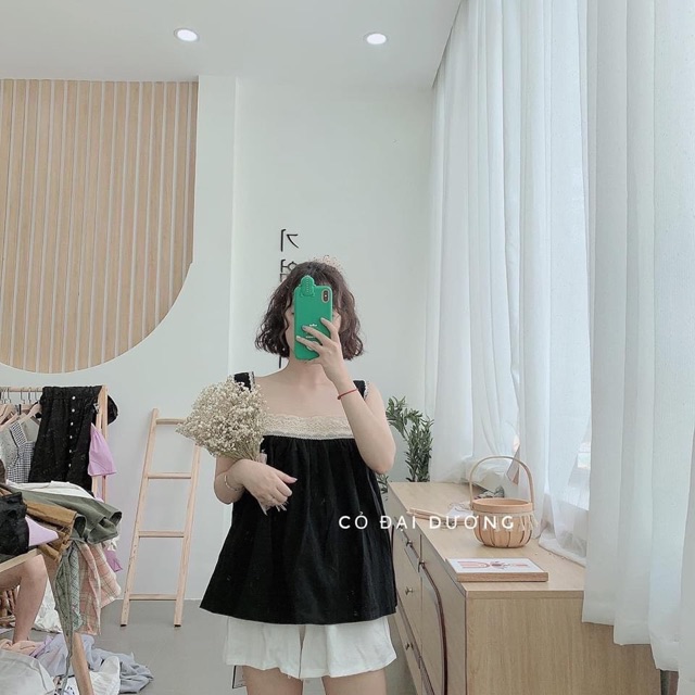 Áo 2 Dây Baby Doll Pha Ren Cực Xinh