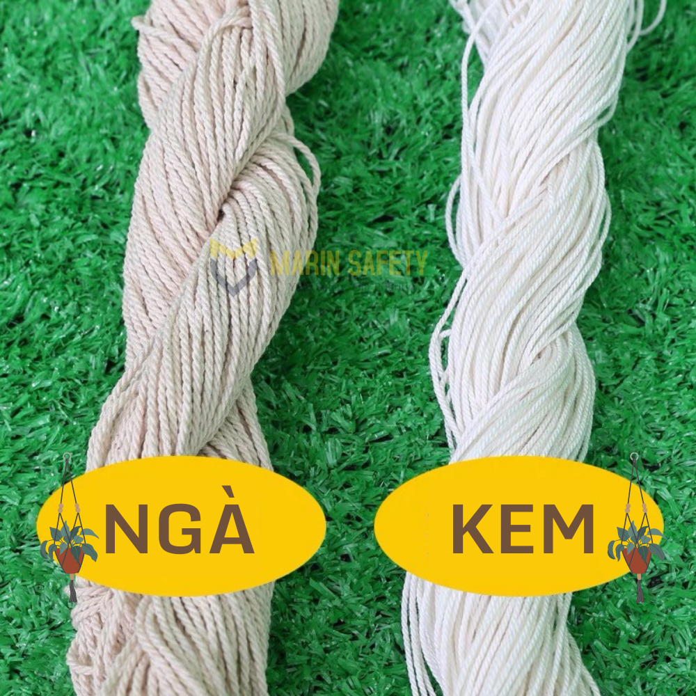Dây thừng se macrame cotton màu ngà, màu kem (3mm, 4mm, 5mm, 7mm, 10mm)