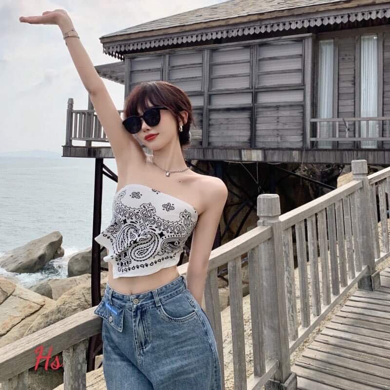 [HCM]Áo yếm hoa văn thổ cẩm không dây sexy
