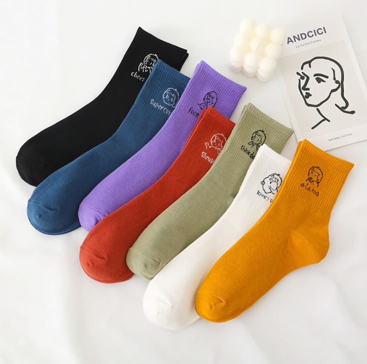 Set 7 đôi tất vớ nữ cao cổ mix hình cá tính
