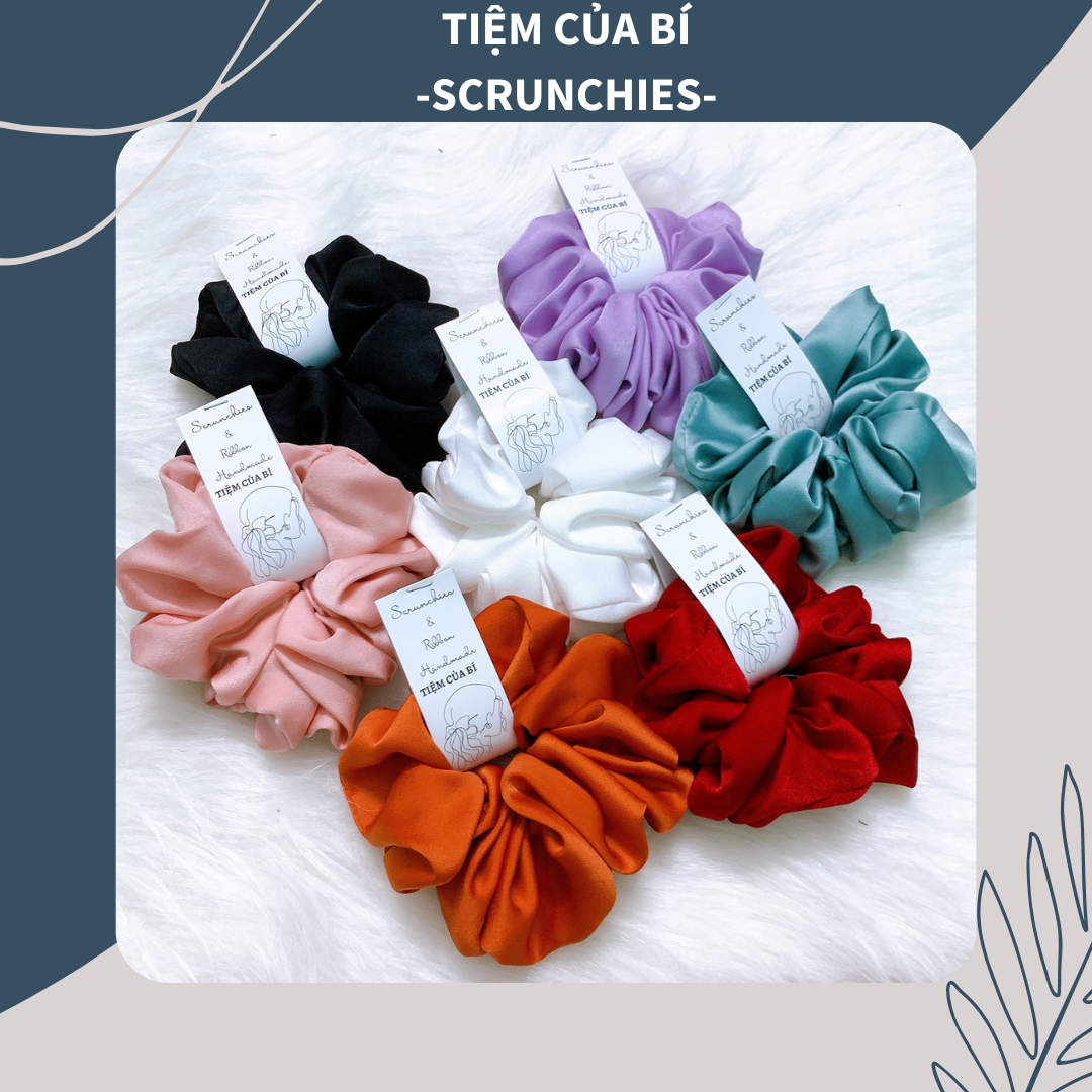 [Hàng thiết kế] Scrunchies cột tóc handmade size to vải lụa cao cấp