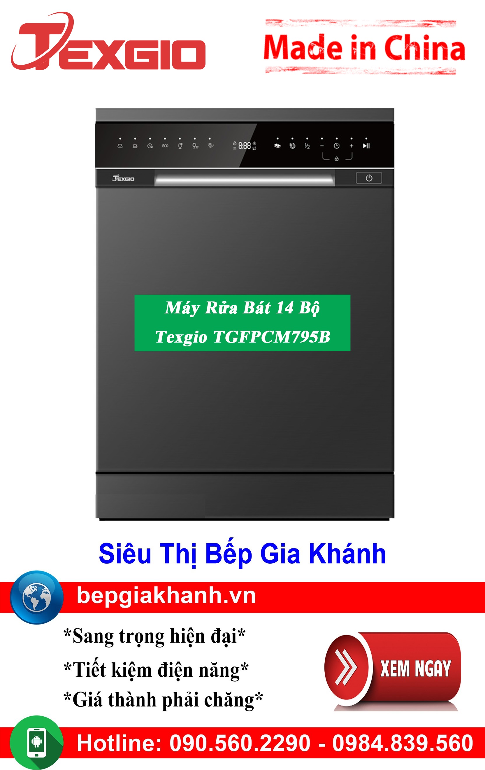 [HCM]Máy rửa bát 14 bộ Texgio TGFPCM795B sản xuất Trung Quốc, máy rửa chén, máy rửa chén bát, máy rửa bát, máy rửa bát giá rẻ, may rua bat, may rua chen, may rua bat gia re