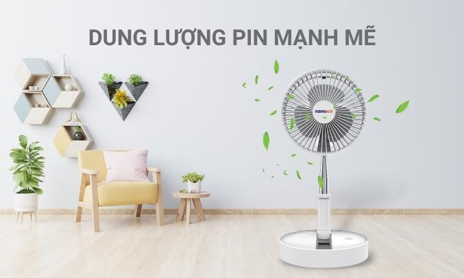 Quạt sạc gấp gọn Nanoco - NFF1617P
