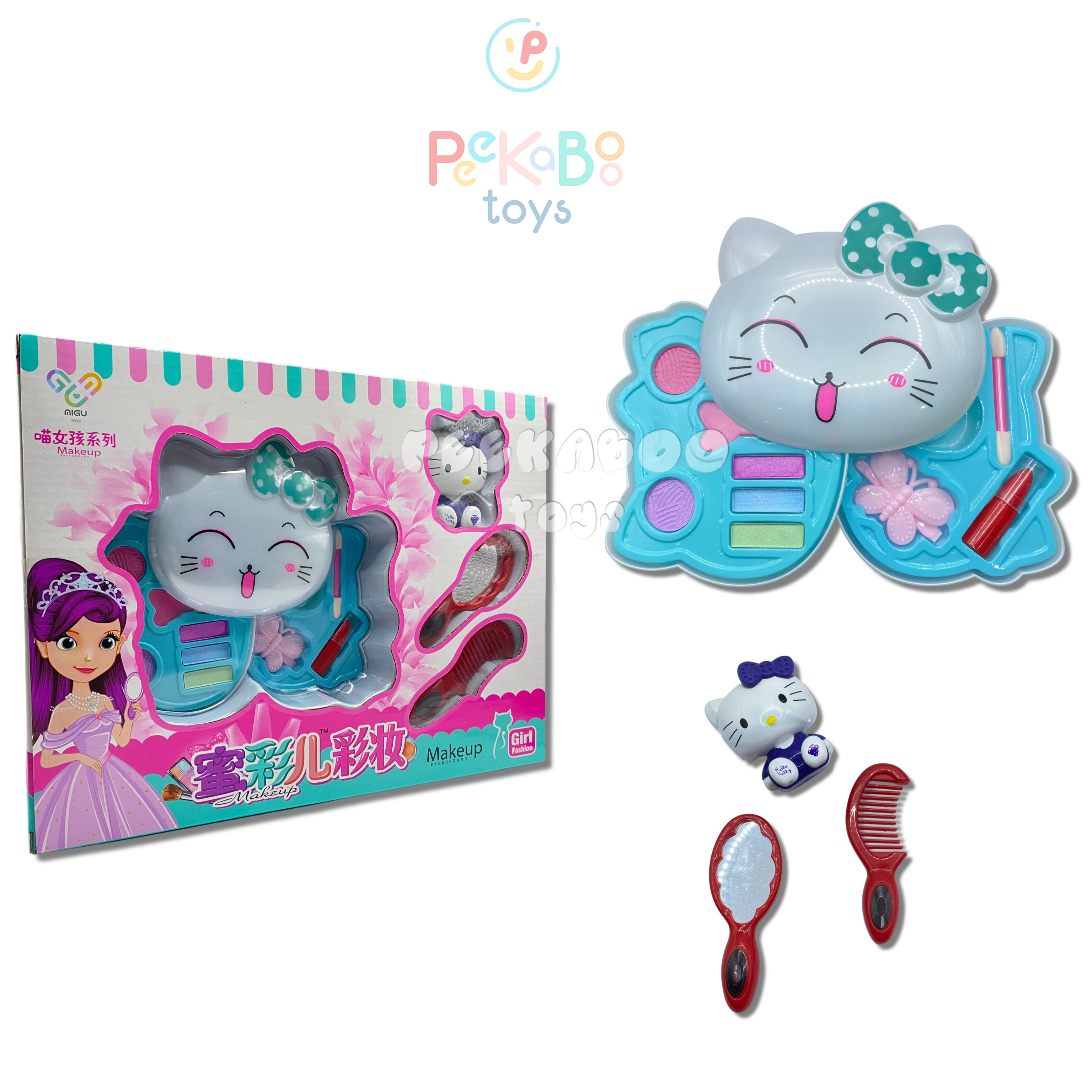 Đồ chơi make up Hello Kitty, set phấn trang điểm, làm nail cho bé gái dễ thương 8512 đồ chơi trẻ em Peekaboo Toys