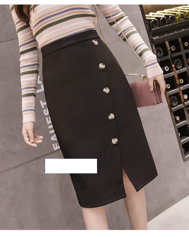 [HCM]Chân váy bút chỉ phối nút sang chảnh Helen