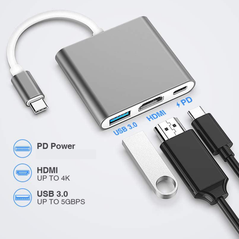 [HCM]Cáp Chuyển Type-C ra USB 3.0/HDMI/Type-C. CÁP CHUYỂN TYPE-C RA (USB 3.0, HDMI, TYPE-C) TY04. SkynetComputer