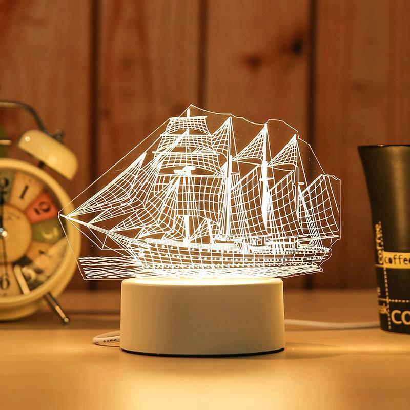 Đèn ngủ 3D hình thuyền buồm - HOME DECOR