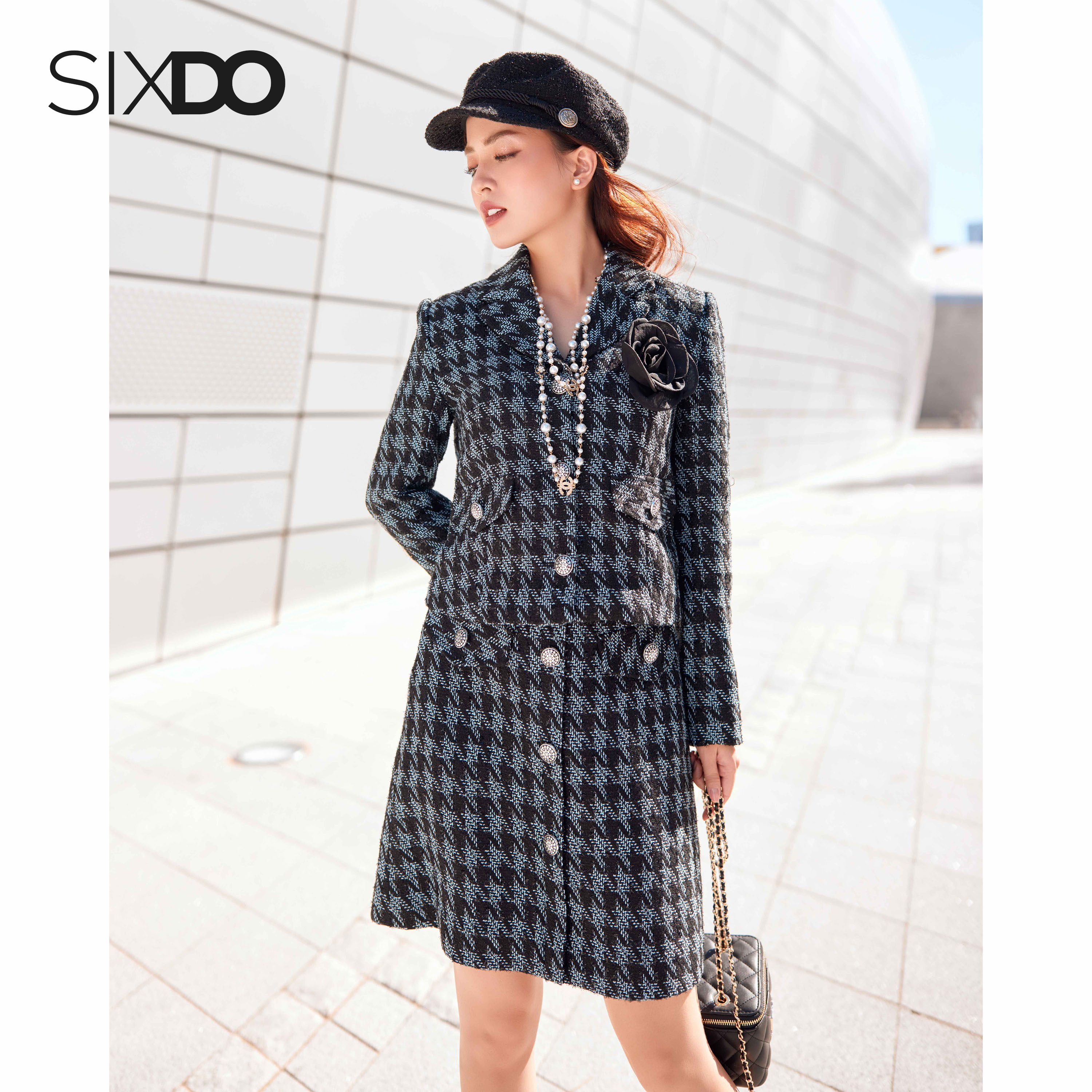Chân váy tweed phối cúc SIXDO (Mini Tweed Skirt)