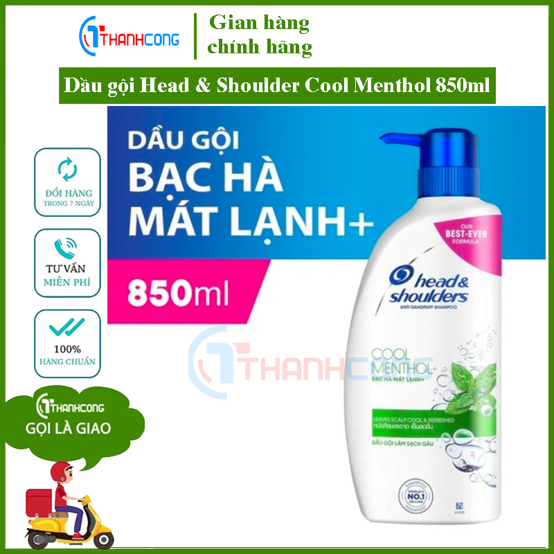 Dầu gội Head & Shoulder Cool Menthol 850ml - Dầu gội đầu Head and shoulders Thái Lan bạc hà 850ml