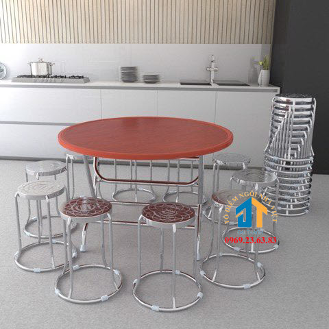 Bộ Bàn  Ghế inox 201 dành cho 10 người – Nội Thất Đại Thành