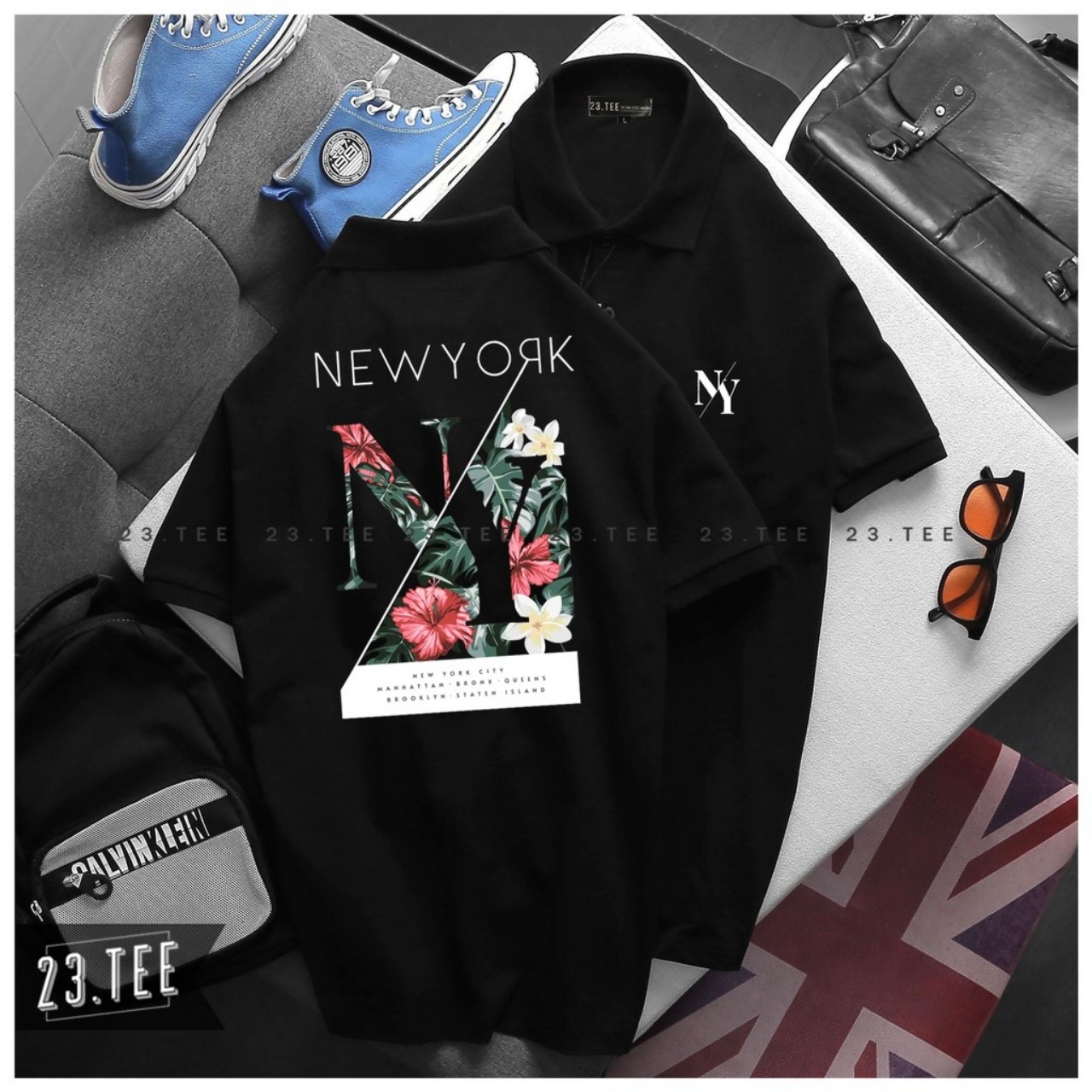 Áo thun cổ trụ cổ bâu NY (THUN DA CÁ)