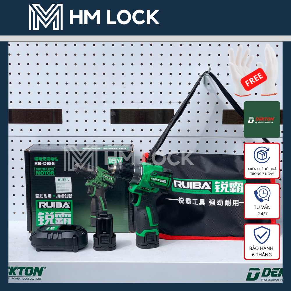 Máy khoan 2 chức năng 16.8v ruiba 40n.m - 2 pin, 1 sạc, 1 túi - hàng chính hãng - rb-db16