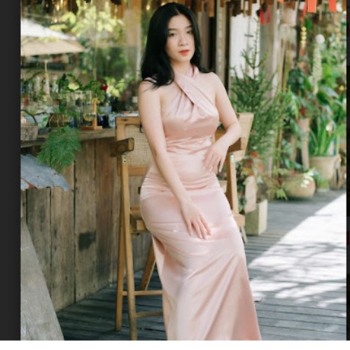 Đầm Lụa Nữ Amie Thiết Kế Cổ Chéo Dáng Dài, Váy Thời Trang Cao Cấp Chất Phi Lụa Sang Chảnh D09