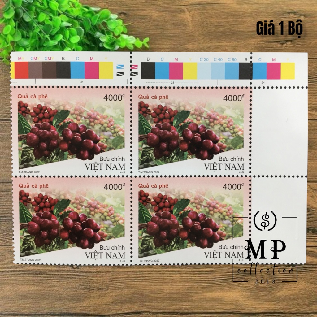 [25] Bộ tem hoa hạt quả và cây cà phê 4 tem.