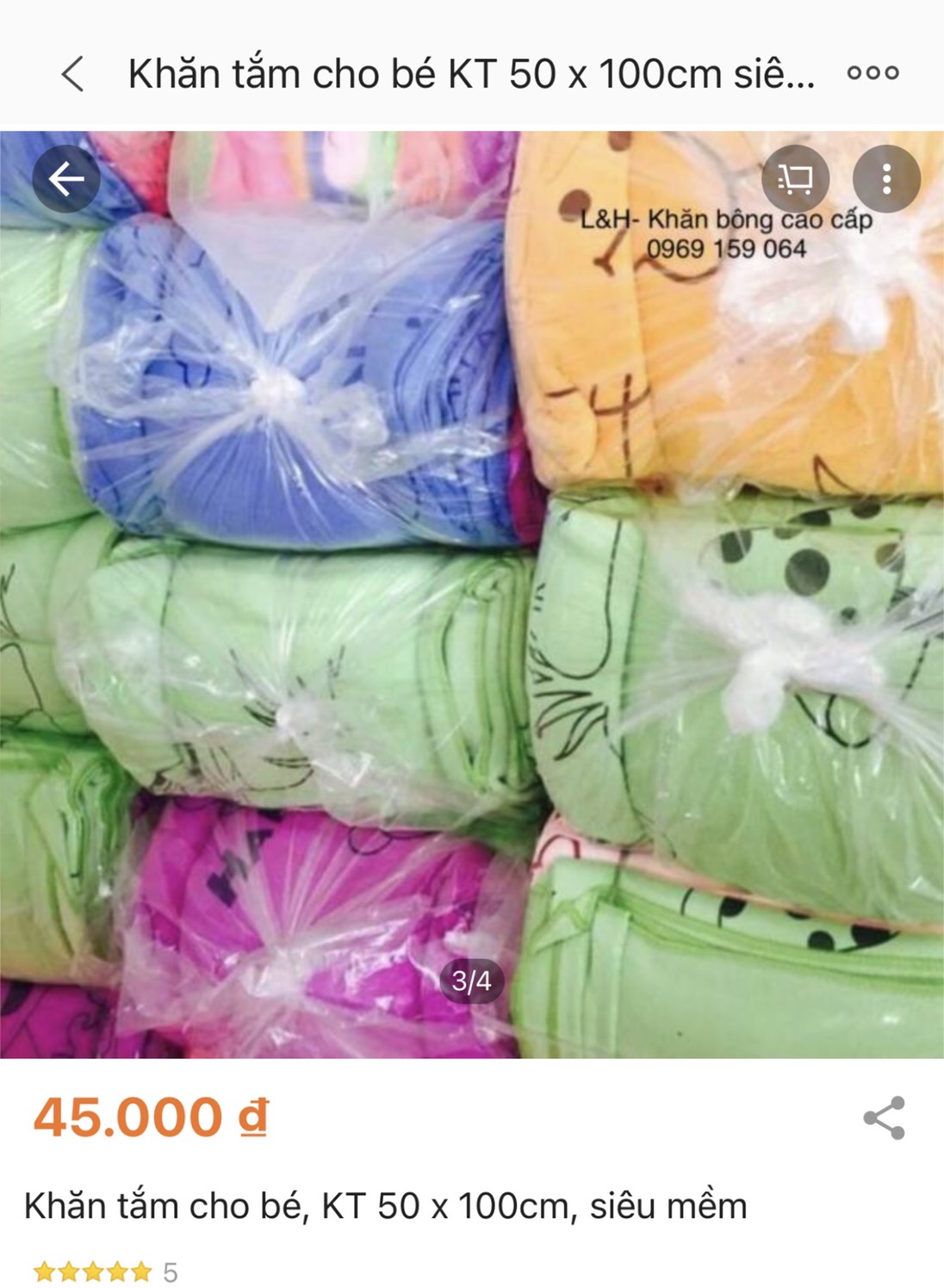 Khăn tắm cho bé, KT 50 x 100cm, siêu mềm