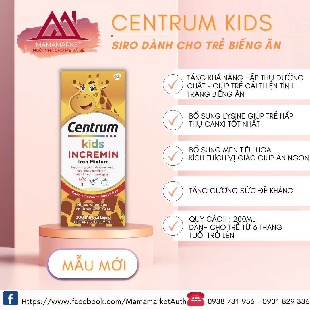 Siro centrum kid dành cho trẻ biếng ăn loại 200ml [ Mẫu Mới - Date 10/2024 ]