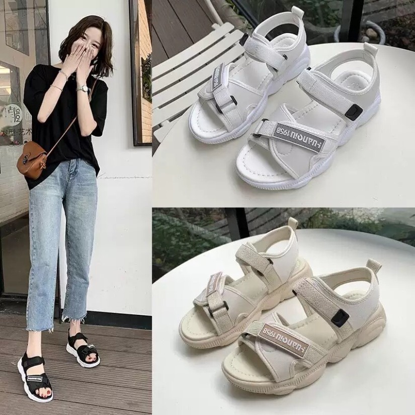 Sandal nữ quai ngang đế Gấu - dép quai hậu nữ giày sandal nữ dép sandal nữ đi học đẹp đế bằng hàn quốc đế bánh mì 3 quai giá rẻ đế bệt giá rẻ