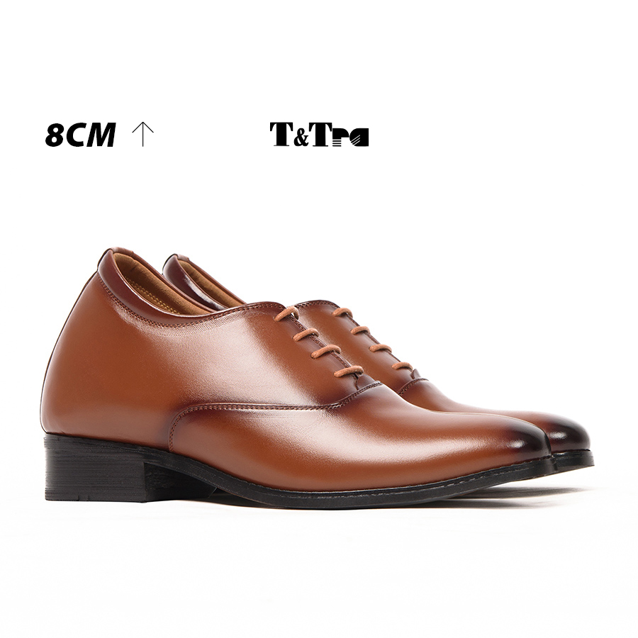 [8cm] shoes height increasing Men T&TRA S1012 Brown cowhide