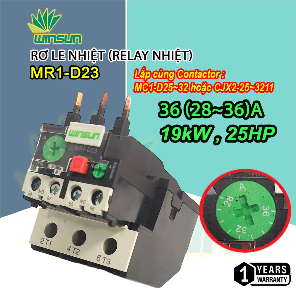 Rơ Le Nhiệt (Relay nhiệt) Winsun MR1-D23