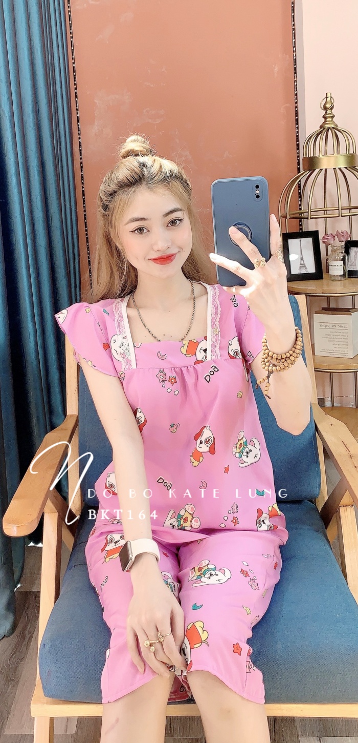 Đồ bộ nữ mặc nhà Đồ bộ kate lửng in hình cực xinh BKT139 Bộ lửng nữ