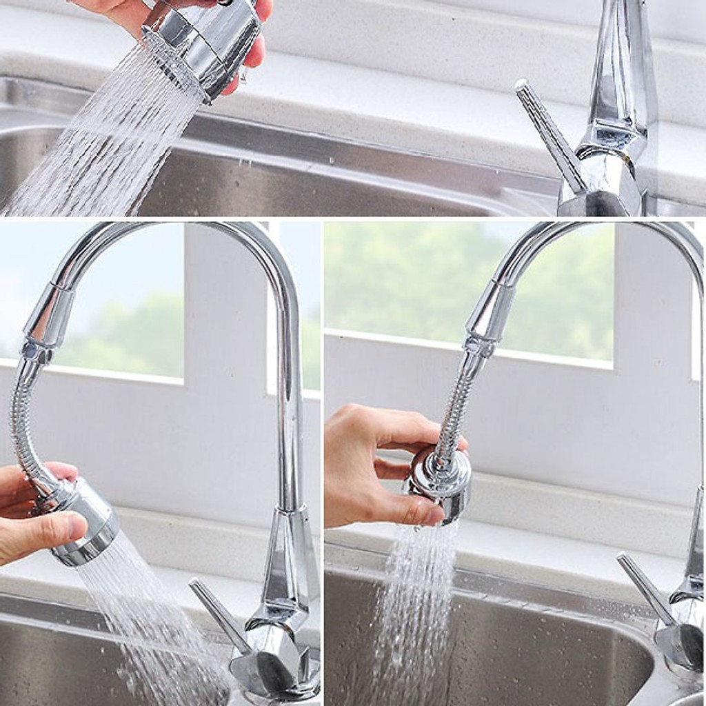 Đầu vòi rửa chén, bát tăng áp xoay 360 độ - 2 chế độ