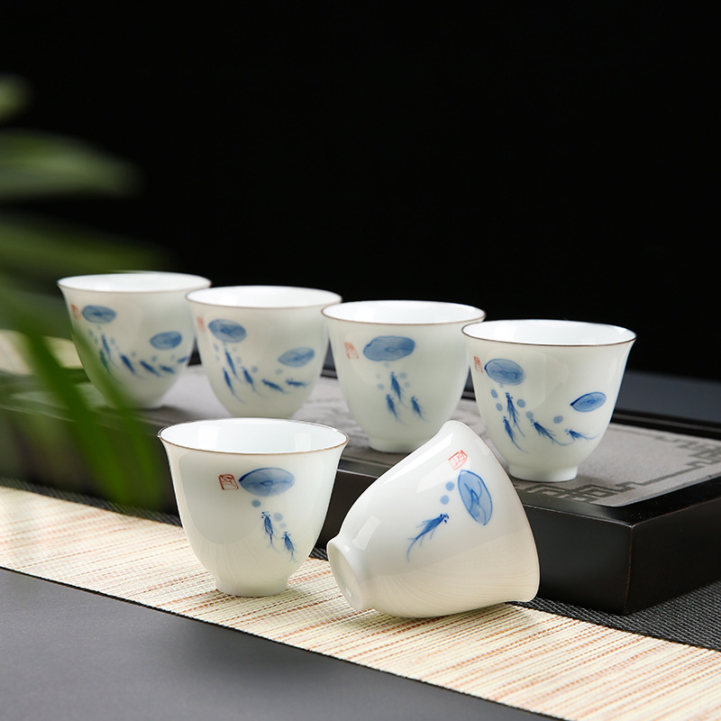 Bộ chén sứ Cảnh Đức vẽ tay thủ công (Bộ 06 chiếc kèm hộp quà)