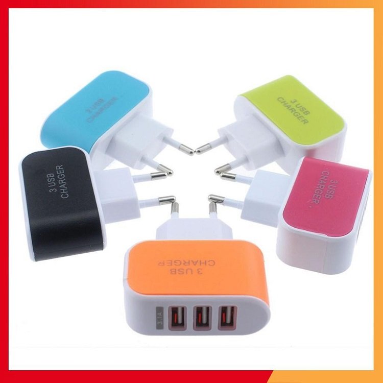 Cục sạc điện thoại 3 đầu USB đa năng tiết kiệm nguồn điện an toàn tuyệt đối