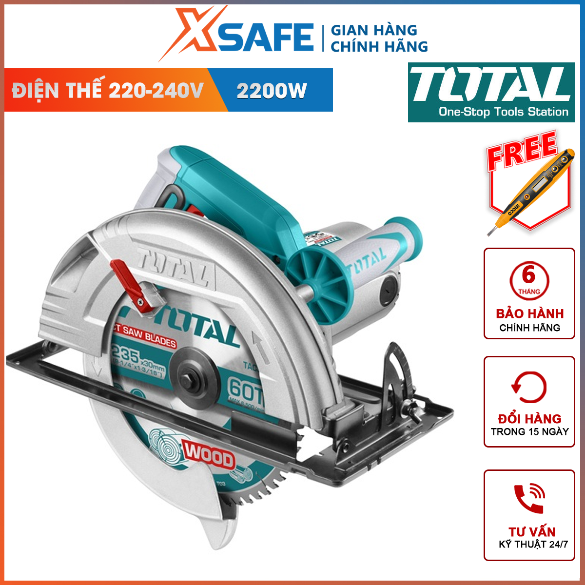 Wood working machine disc round total TS1222356 | machine circular saws power 2200W no-load speed 3.800 rpm/min diameter saw blade 235mm sawn crystal ingot, suit top, cutting wood tenon, saw inserts wood, grooving…