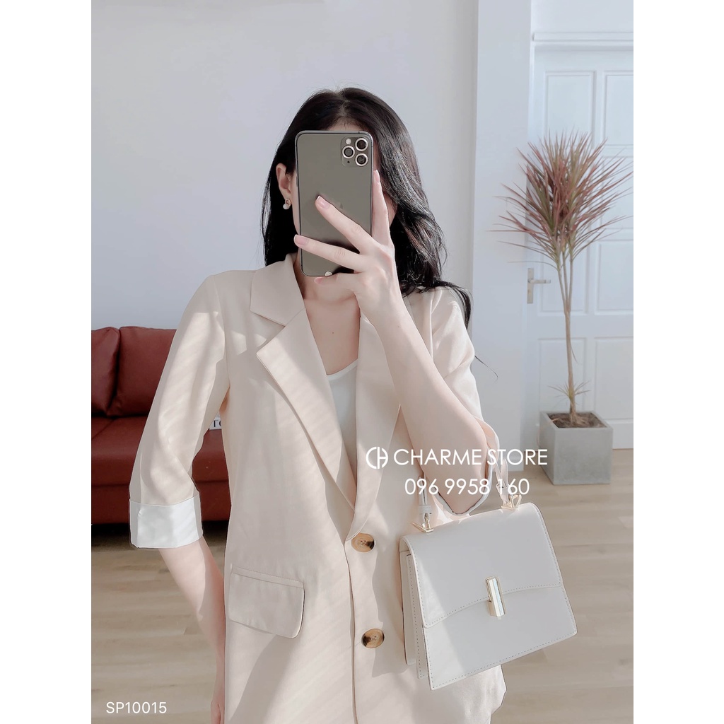 Set vest nữ áo tay lỡ thiết kế
