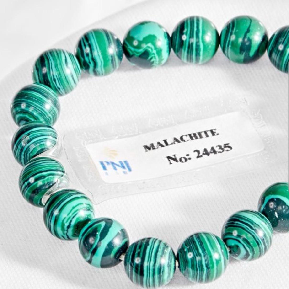 [HCM]Vòng tay đá lông công malachite tự nhiên 10mm