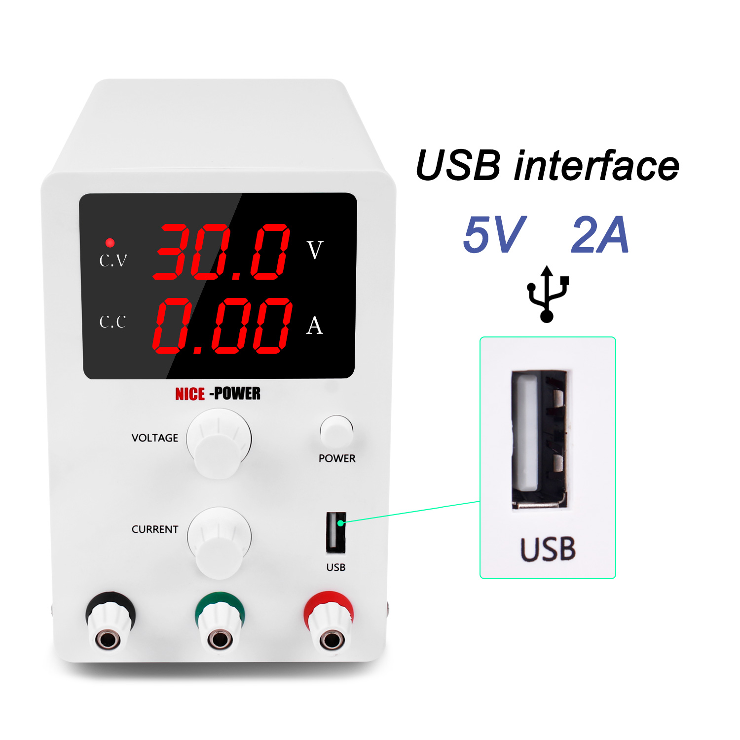 【NICE-POWER】Variable Adjustable 30V 10A DC Power Supply Switching Power Supply, 3 Digital Display 5V 2A USB port ,Lab cellphone repair 【Big Discount】