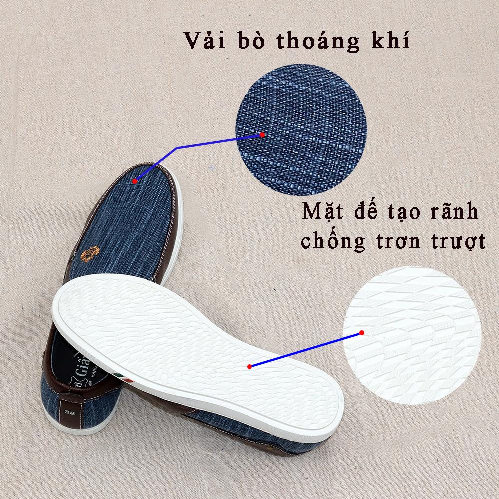 Giày lười vải nam- giày mọi, Lười thể thao ( Xanh Jean mã MD2 JeanX)