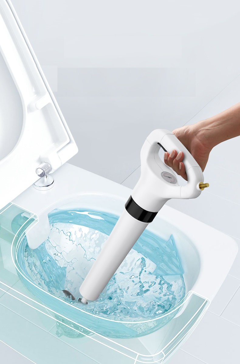Clogged drain solution, toilet jam gun