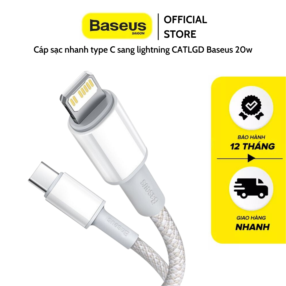 Cáp sạc nhanh type C sang lightning CATLGD Baseus 20w cho iphone 13 pro max, 12 pro max, 11 pro max, Macbook, Ipad, sạc siêu nhanh, truyền dữ liệu