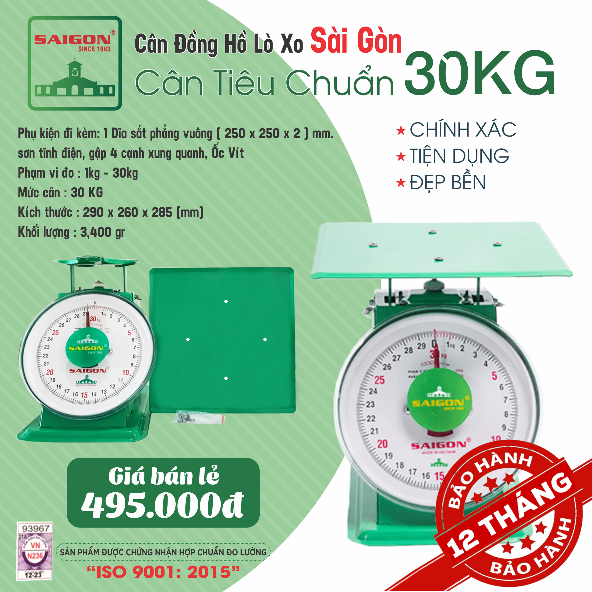 Cân 30 kg bảo hành 12 tháng